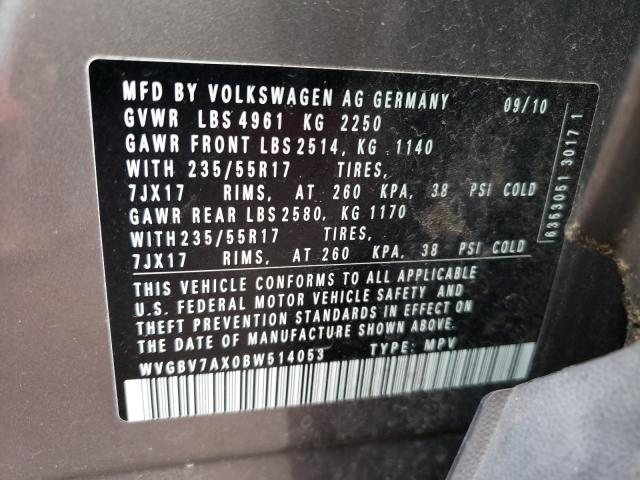 Photo 9 VIN: WVGBV7AX0BW514053 - VOLKSWAGEN TIGUAN S 