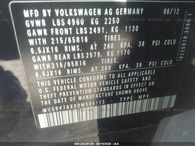 Photo 8 VIN: WVGBV7AX0DW504173 - VOLKSWAGEN TIGUAN 