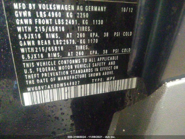 Photo 8 VIN: WVGBV7AX0DW546827 - VOLKSWAGEN TIGUAN 