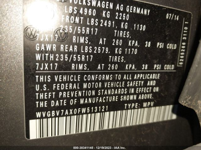 Photo 8 VIN: WVGBV7AX0FW513121 - VOLKSWAGEN TIGUAN 