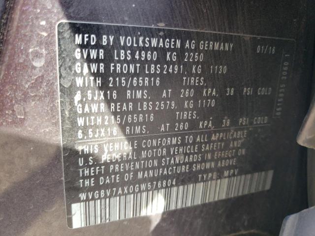 Photo 12 VIN: WVGBV7AX0GW576804 - VOLKSWAGEN TIGUAN S 