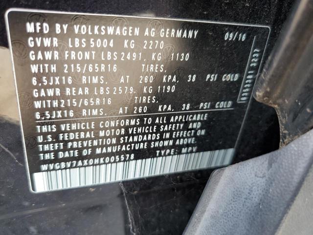 Photo 12 VIN: WVGBV7AX0HK005578 - VOLKSWAGEN TIGUAN S 