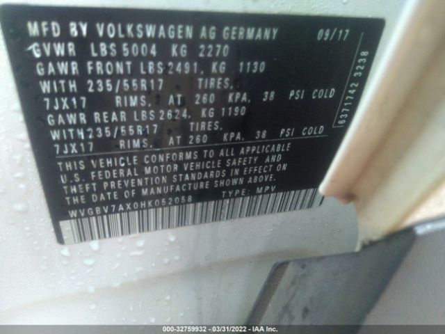 Photo 8 VIN: WVGBV7AX0HK052058 - VOLKSWAGEN TIGUAN 