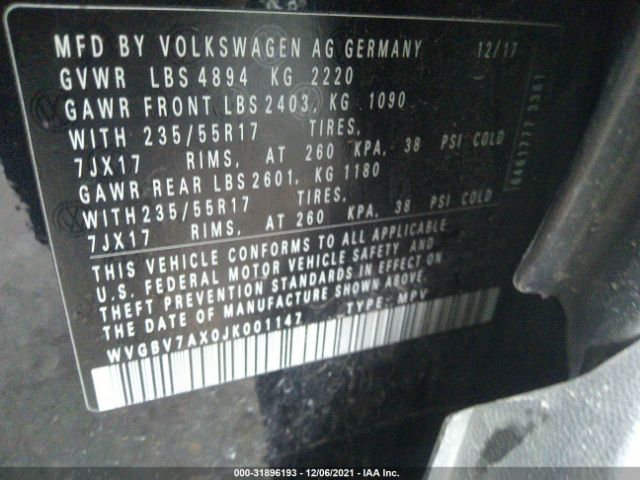 Photo 8 VIN: WVGBV7AX0JK001147 - VOLKSWAGEN TIGUAN LIMITED 