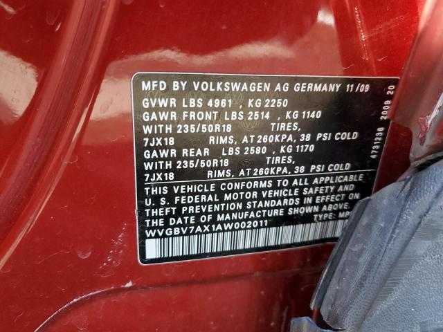 Photo 12 VIN: WVGBV7AX1AW002011 - VOLKSWAGEN TIGUAN 