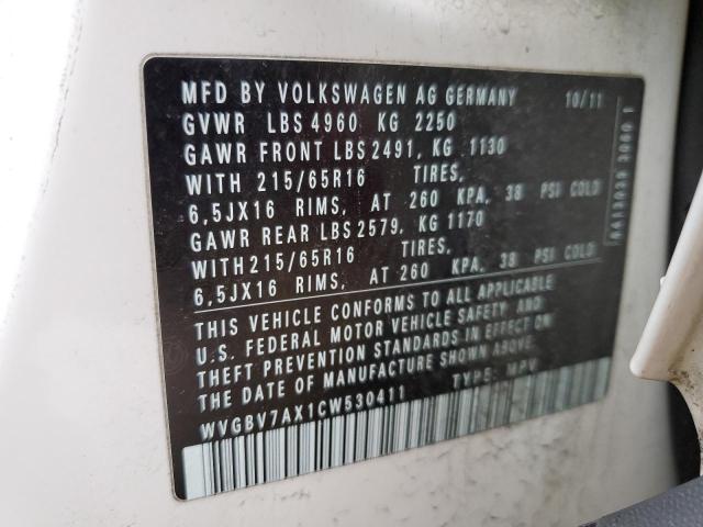 Photo 12 VIN: WVGBV7AX1CW530411 - VOLKSWAGEN TIGUAN 