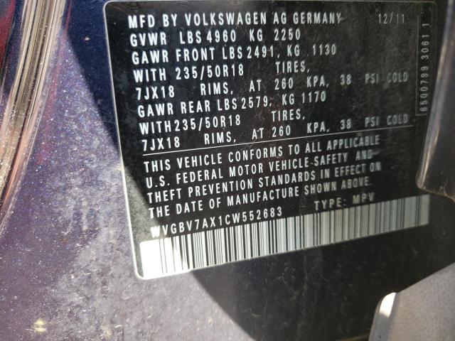 Photo 9 VIN: WVGBV7AX1CW552683 - VOLKSWAGEN TIGUAN S 