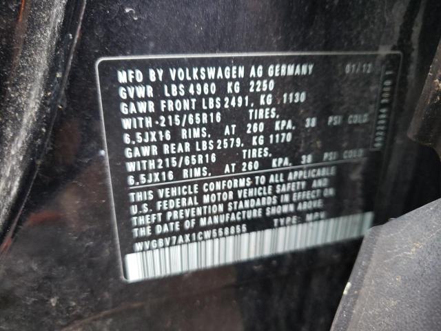 Photo 9 VIN: WVGBV7AX1CW558855 - VOLKSWAGEN TIGUAN S 