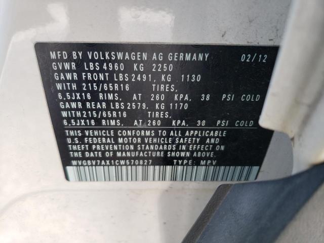 Photo 11 VIN: WVGBV7AX1CW570827 - VOLKSWAGEN TIGUAN S 