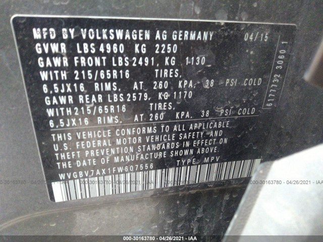 Photo 8 VIN: WVGBV7AX1FW607556 - VOLKSWAGEN TIGUAN 