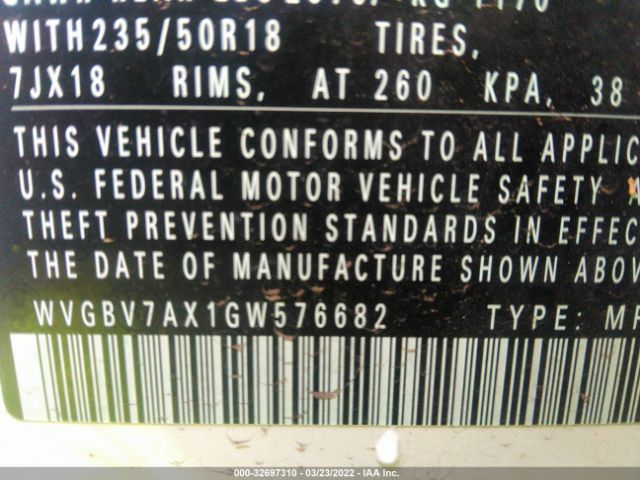 Photo 8 VIN: WVGBV7AX1GW576682 - VOLKSWAGEN TIGUAN 