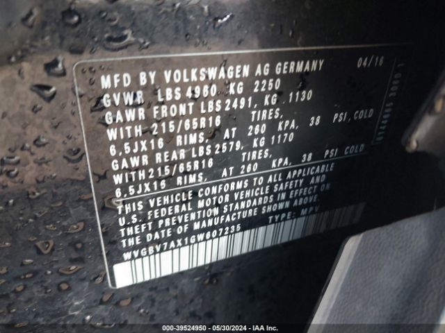 Photo 8 VIN: WVGBV7AX1GW607235 - VOLKSWAGEN TIGUAN 