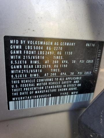 Photo 13 VIN: WVGBV7AX1HK000549 - VOLKSWAGEN TIGUAN S 