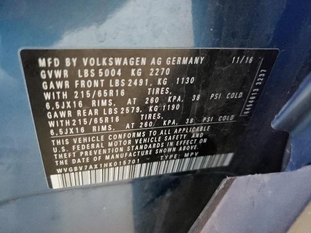 Photo 11 VIN: WVGBV7AX1HK015701 - VOLKSWAGEN TIGUAN S 