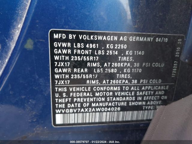 Photo 8 VIN: WVGBV7AX2AW004026 - VOLKSWAGEN TIGUAN 