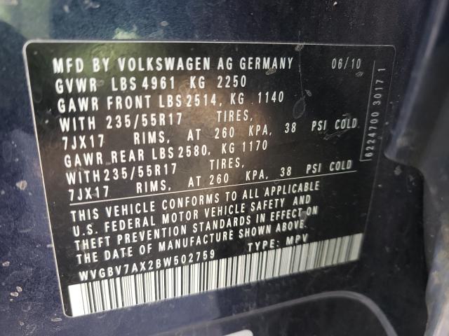 Photo 9 VIN: WVGBV7AX2BW502759 - VOLKSWAGEN TIGUAN 