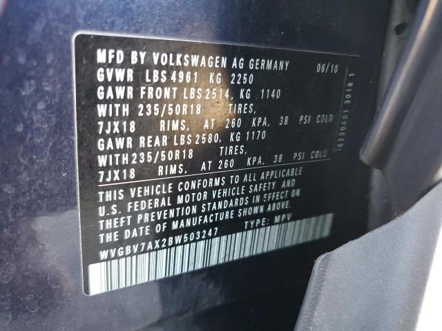 Photo 11 VIN: WVGBV7AX2BW503247 - VOLKSWAGEN TIGUAN S 