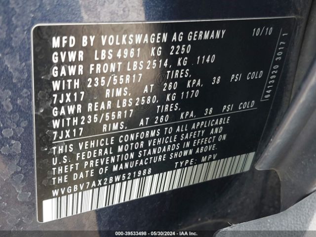 Photo 8 VIN: WVGBV7AX2BW521988 - VOLKSWAGEN TIGUAN 