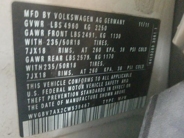 Photo 9 VIN: WVGBV7AX2CW538467 - VOLKSWAGEN TIGUAN S 