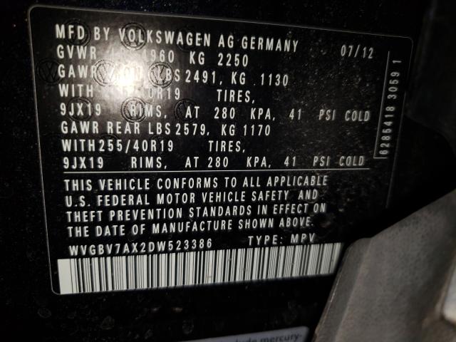 Photo 9 VIN: WVGBV7AX2DW523386 - VOLKSWAGEN TIGUAN S 