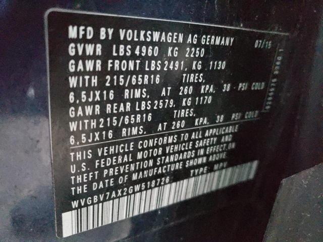 Photo 11 VIN: WVGBV7AX2GW518726 - VOLKSWAGEN TIGUAN 