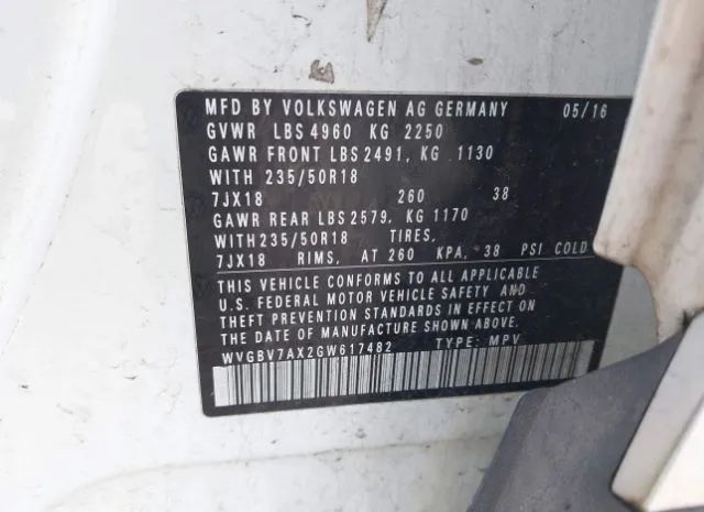 Photo 8 VIN: WVGBV7AX2GW617482 - VOLKSWAGEN TIGUAN 