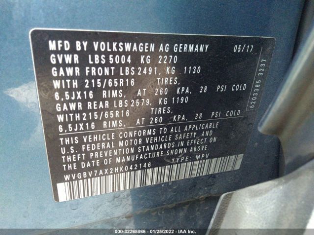 Photo 8 VIN: WVGBV7AX2HK042146 - VOLKSWAGEN TIGUAN 