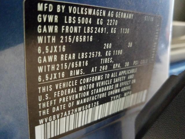 Photo 9 VIN: WVGBV7AX2HW506125 - VOLKSWAGEN TIGUAN S 