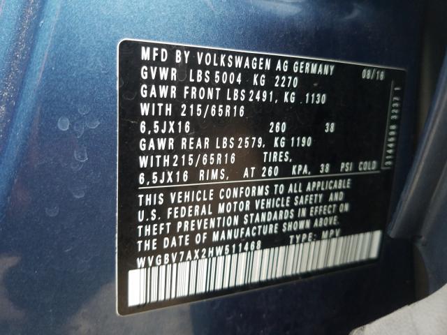 Photo 9 VIN: WVGBV7AX2HW511468 - VOLKSWAGEN TIGUAN 