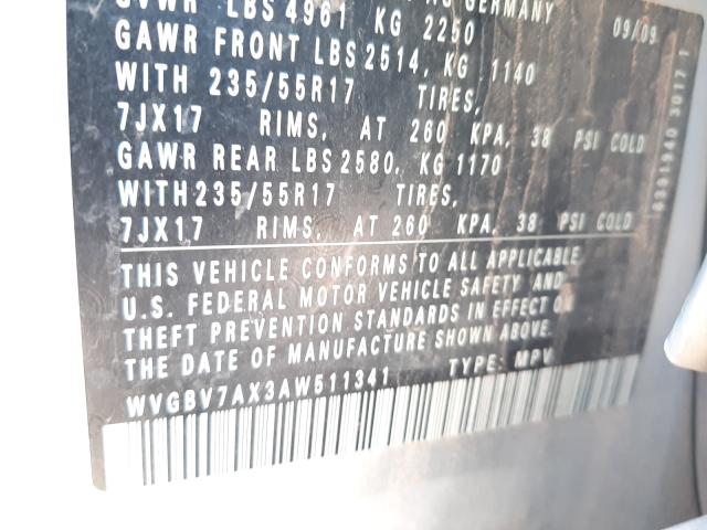 Photo 9 VIN: WVGBV7AX3AW511341 - VOLKSWAGEN TIGUAN SE 