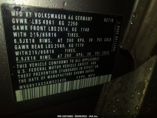 Photo 8 VIN: WVGBV7AX3AW522436 - VOLKSWAGEN TIGUAN 