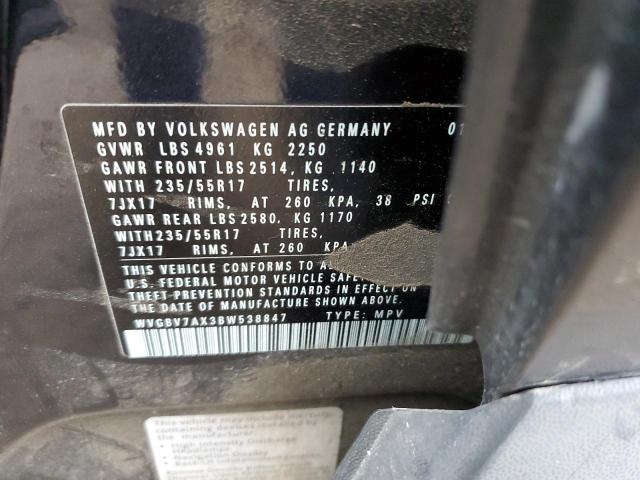 Photo 12 VIN: WVGBV7AX3BW538847 - VOLKSWAGEN TIGUAN S 