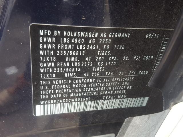 Photo 9 VIN: WVGBV7AX3CW503582 - VOLKSWAGEN TIGUAN 