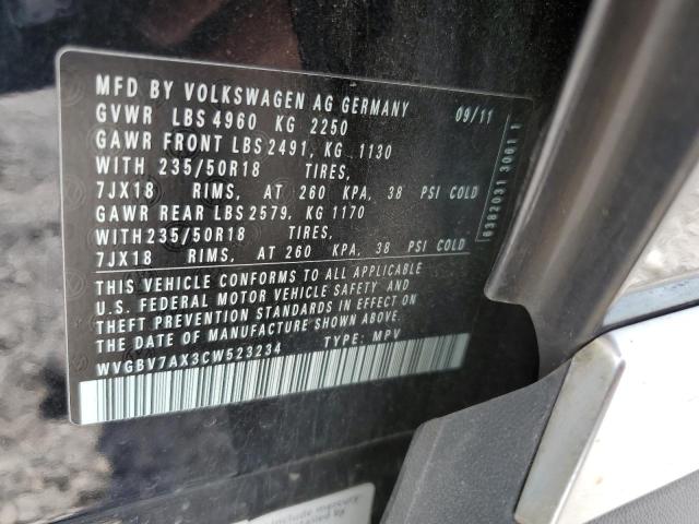 Photo 9 VIN: WVGBV7AX3CW523234 - VOLKSWAGEN TIGUAN S 