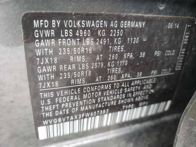 Photo 12 VIN: WVGBV7AX3FW507393 - VOLKSWAGEN TIGUAN S 