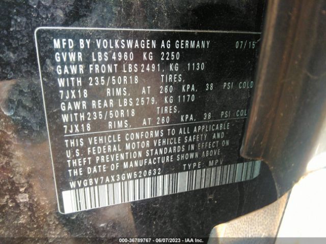 Photo 8 VIN: WVGBV7AX3GW520632 - VOLKSWAGEN TIGUAN 