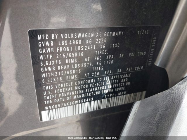 Photo 8 VIN: WVGBV7AX3GW558443 - VOLKSWAGEN TIGUAN 