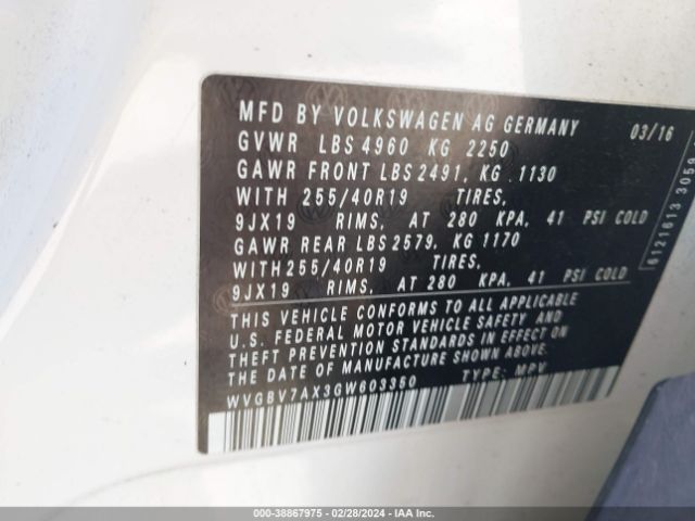 Photo 8 VIN: WVGBV7AX3GW603350 - VOLKSWAGEN TIGUAN 