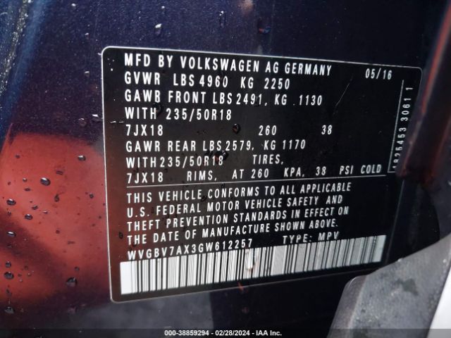 Photo 8 VIN: WVGBV7AX3GW612257 - VOLKSWAGEN TIGUAN 