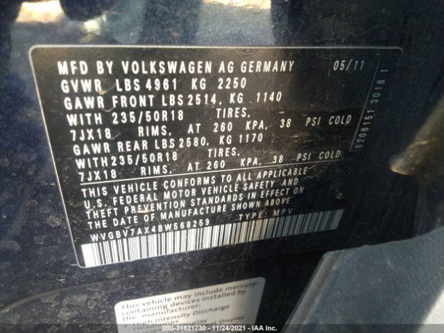 Photo 8 VIN: WVGBV7AX4BW568259 - VOLKSWAGEN TIGUAN 