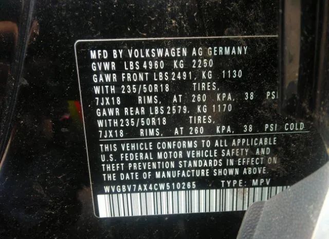 Photo 8 VIN: WVGBV7AX4CW510265 - VOLKSWAGEN TIGUAN 