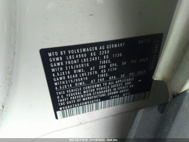 Photo 8 VIN: WVGBV7AX4DW538763 - VOLKSWAGEN TIGUAN 