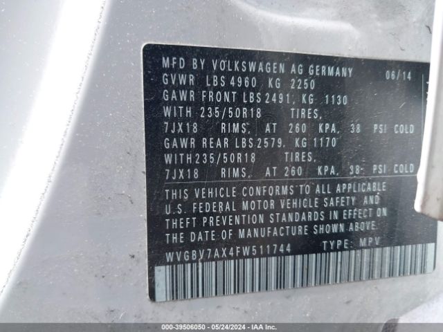 Photo 8 VIN: WVGBV7AX4FW511744 - VOLKSWAGEN TIGUAN 