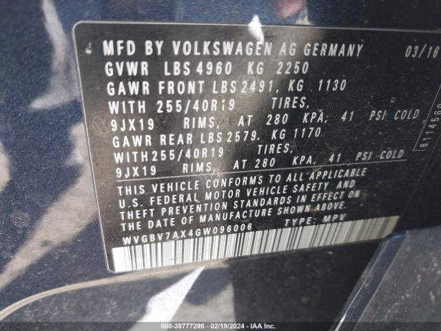 Photo 8 VIN: WVGBV7AX4GW096006 - VOLKSWAGEN TIGUAN 