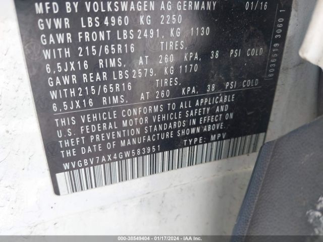 Photo 8 VIN: WVGBV7AX4GW583951 - VOLKSWAGEN TIGUAN 