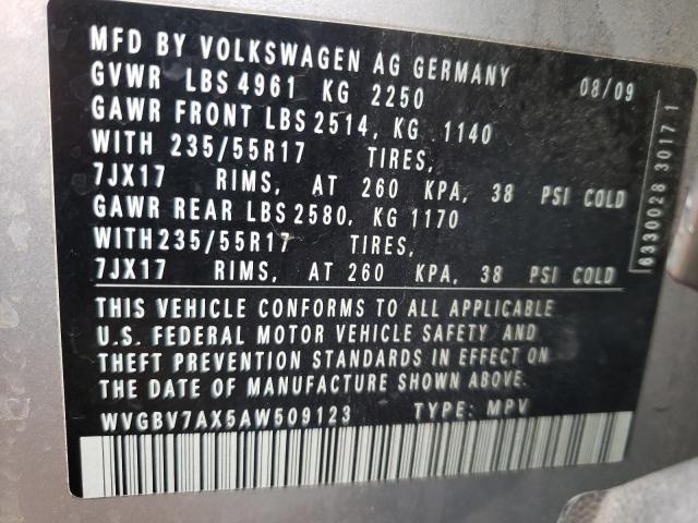 Photo 9 VIN: WVGBV7AX5AW509123 - VOLKSWAGEN TIGUAN SE 