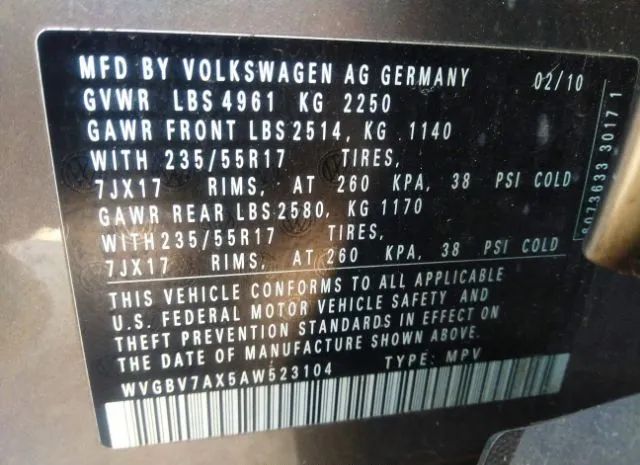 Photo 8 VIN: WVGBV7AX5AW523104 - VOLKSWAGEN TIGUAN 