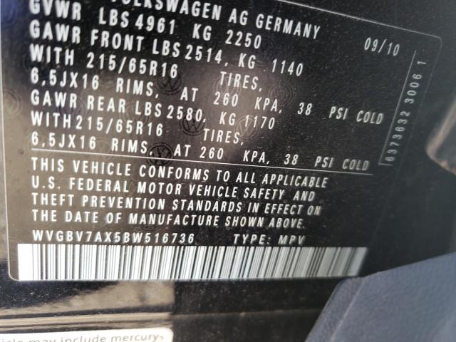 Photo 9 VIN: WVGBV7AX5BW516736 - VOLKSWAGEN TIGUAN 