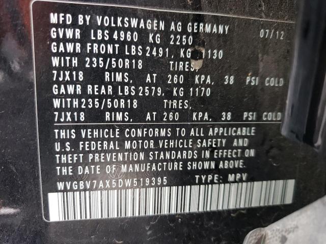 Photo 12 VIN: WVGBV7AX5DW519395 - VOLKSWAGEN TIGUAN S 