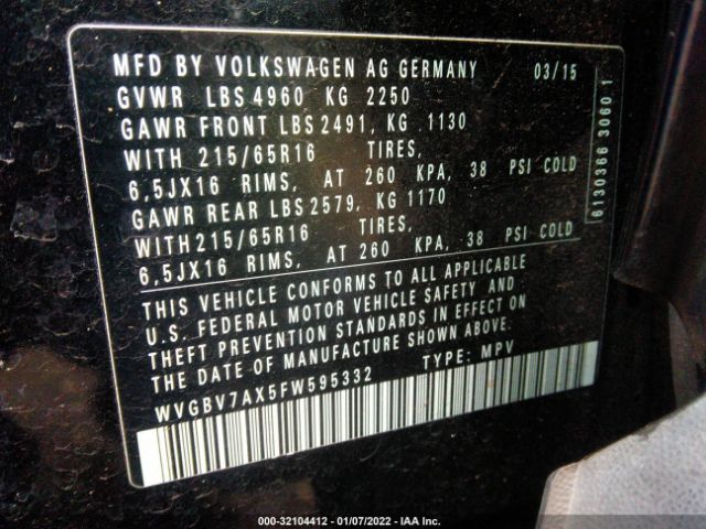 Photo 8 VIN: WVGBV7AX5FW595332 - VOLKSWAGEN TIGUAN 